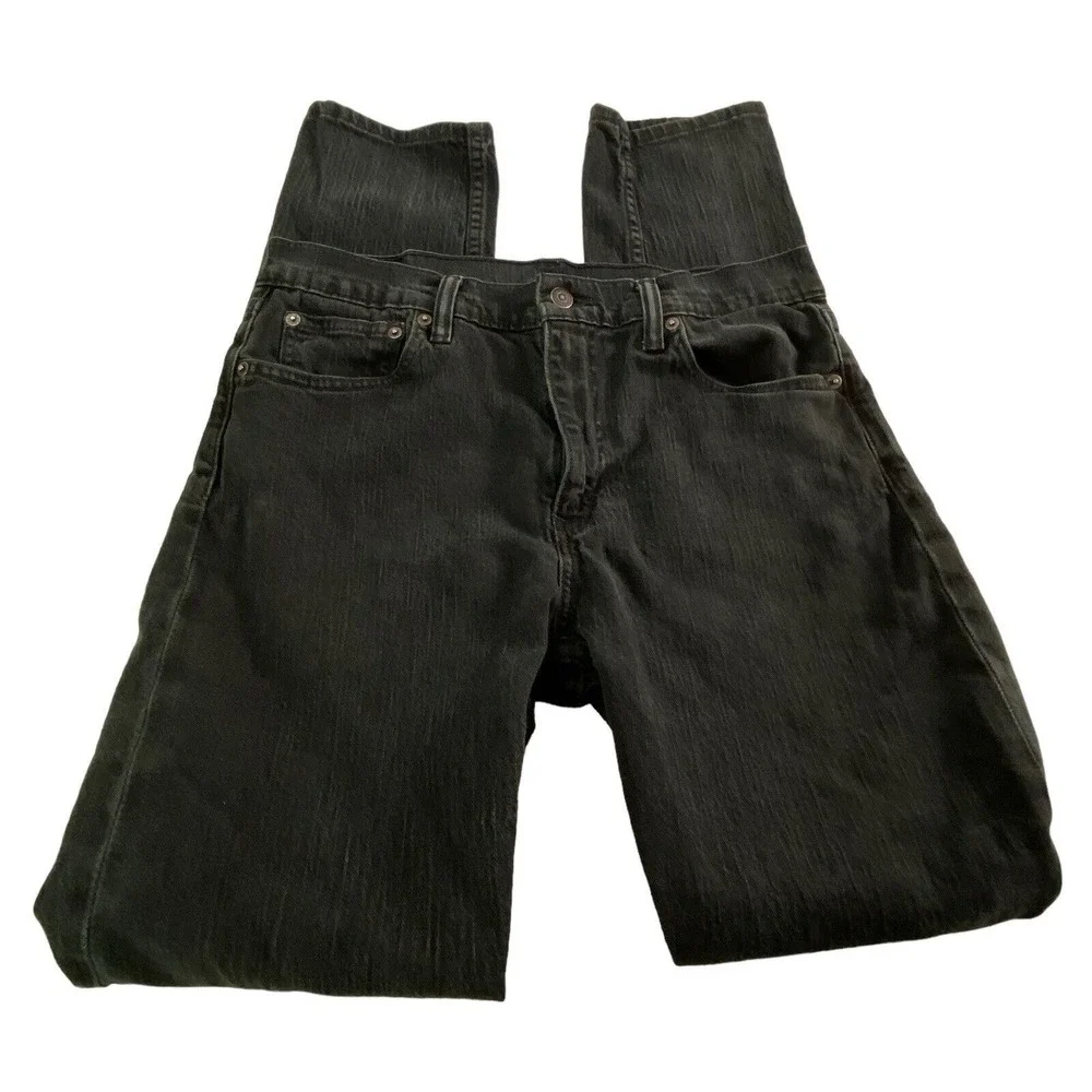 LEVI'S Men 5 Pocket Zip Button Closure Straight Leg Denim Jeans Sz 32 Black 5-30